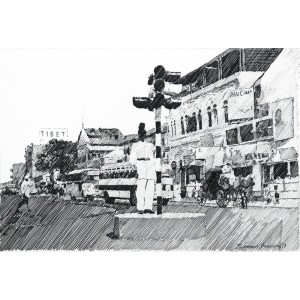 Zameer Hussain, untitled 7 X 11 Inch, Pencil on Paper, Cityscape Painting -AC-ZAH-038